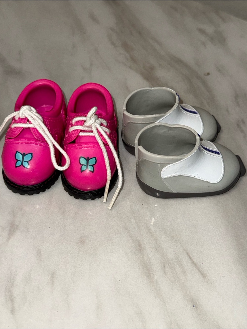 18” doll our generation pink tennis shoes and white grey footies